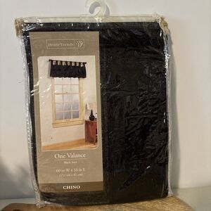 Home Trends Tab Top Black Soot Chino One Valance 60" X 16" L -Kitchen, Bath- NIP